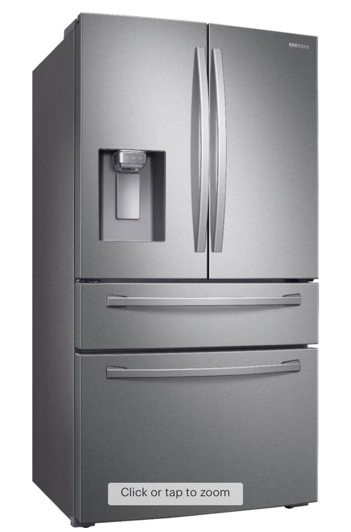 Samsung - 22.6 cu. ft. 4-Door French Door Counter Depth Smart Refrigerator with FlexZone Drawer - Stainless Steel